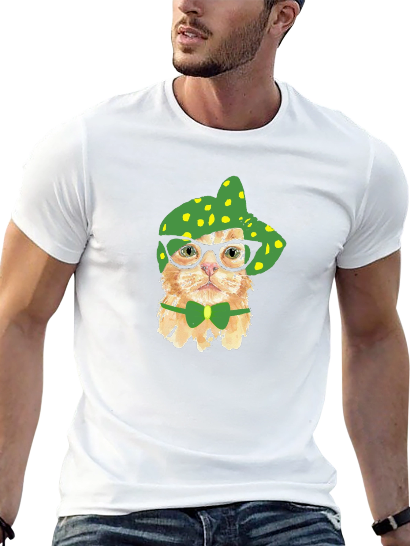 Funny Cat T-Shirt - Cat with Glasses and Bowtie