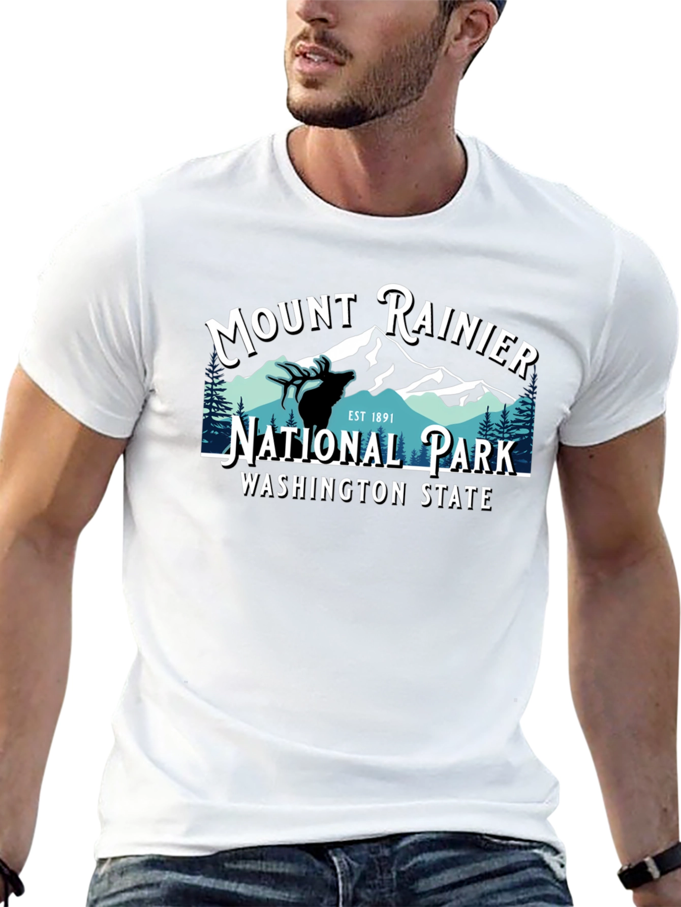 Mount Rainier National Park Tee - Black Cotton