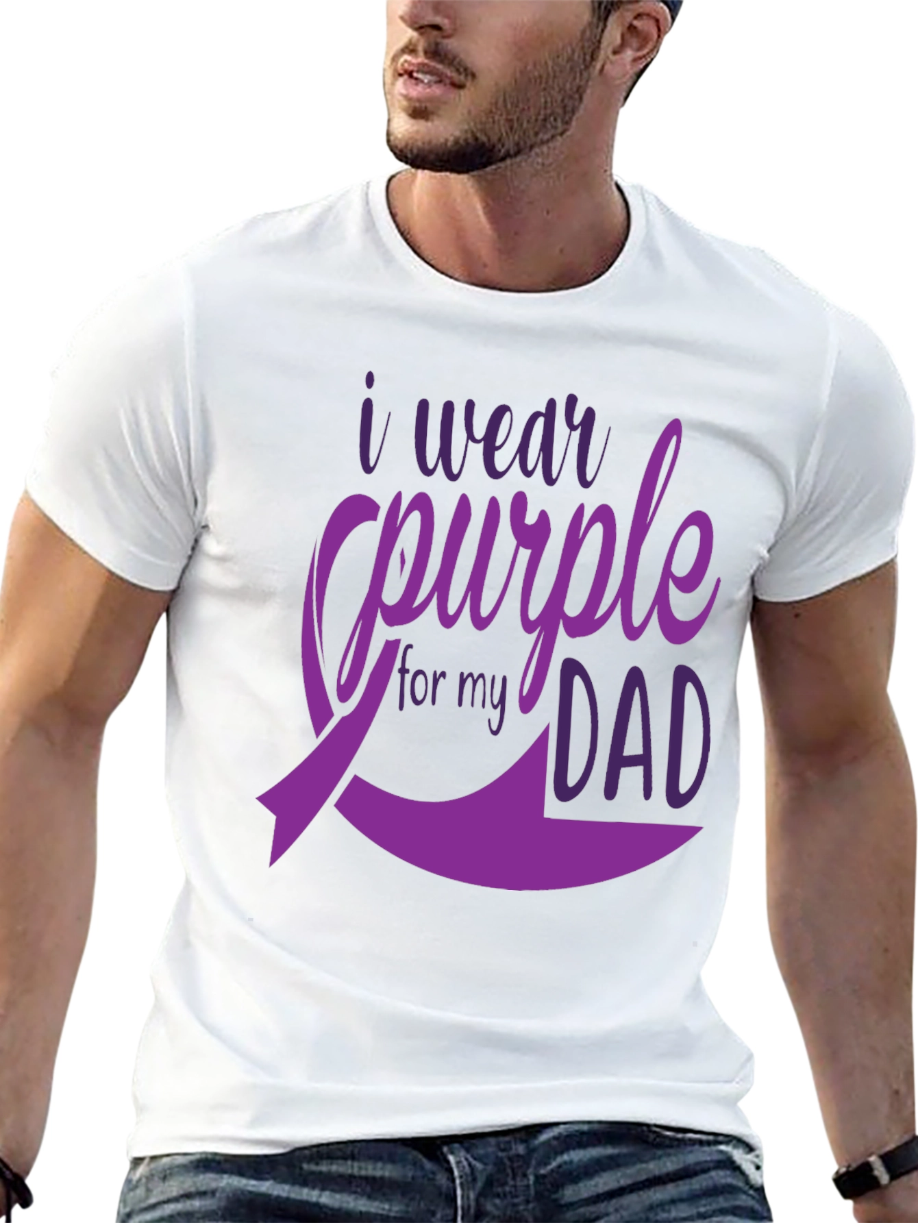 Purple Dad Awareness Ribbon T-Shirt