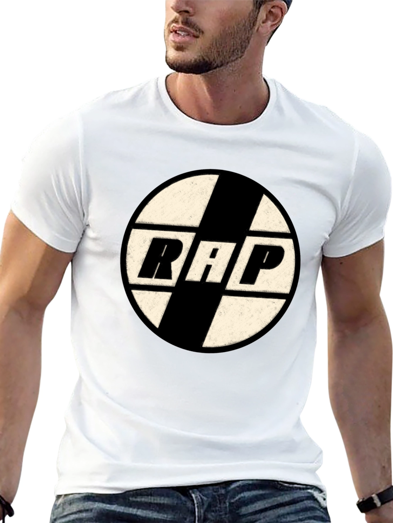 Retro RAP Graphic Tee - Black Cotton T-Shirt