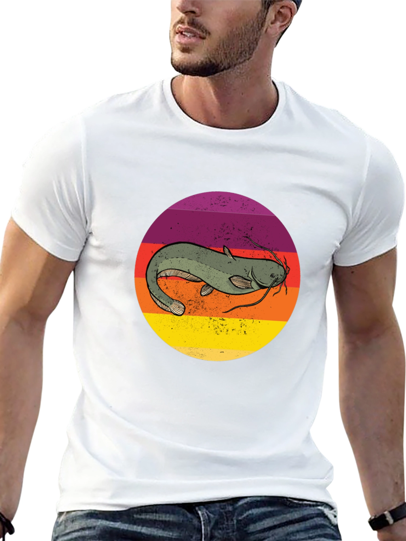 Retro Catfish Graphic Tee - Black