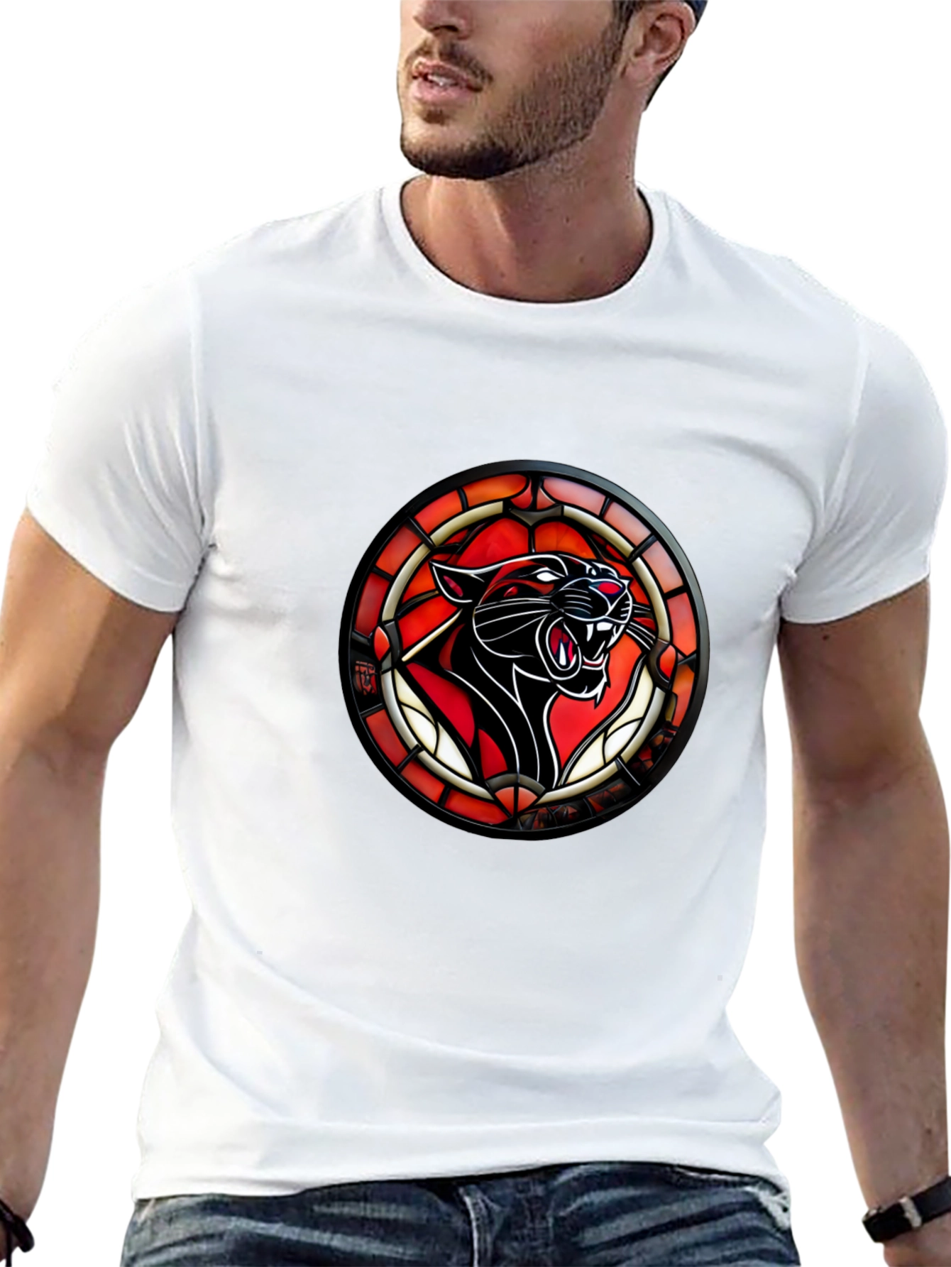 Stained Glass Panther T-Shirt - Bold Graphic Tee