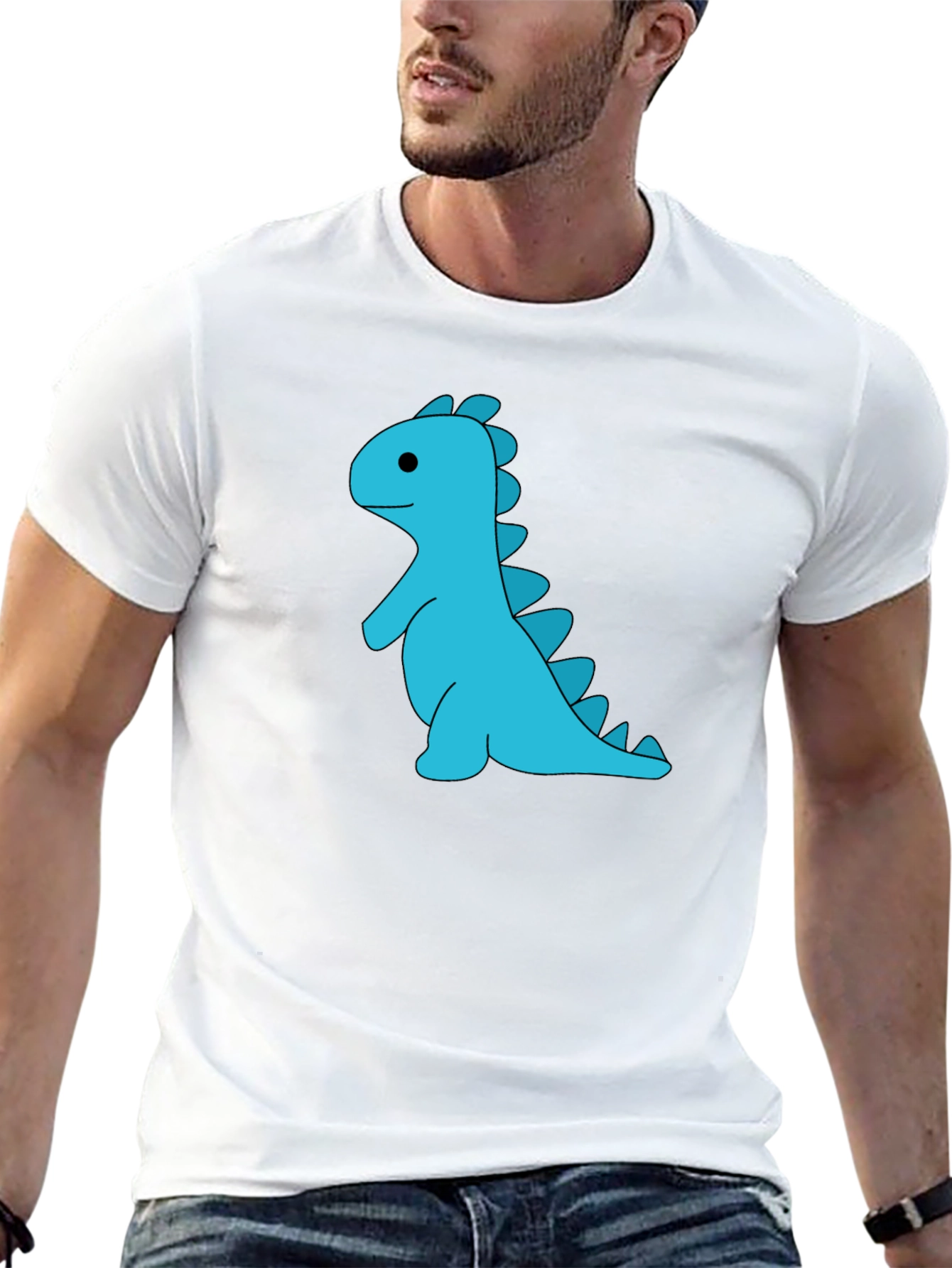 Blue Dinosaur Graphic Tee - Black Casual Shirt