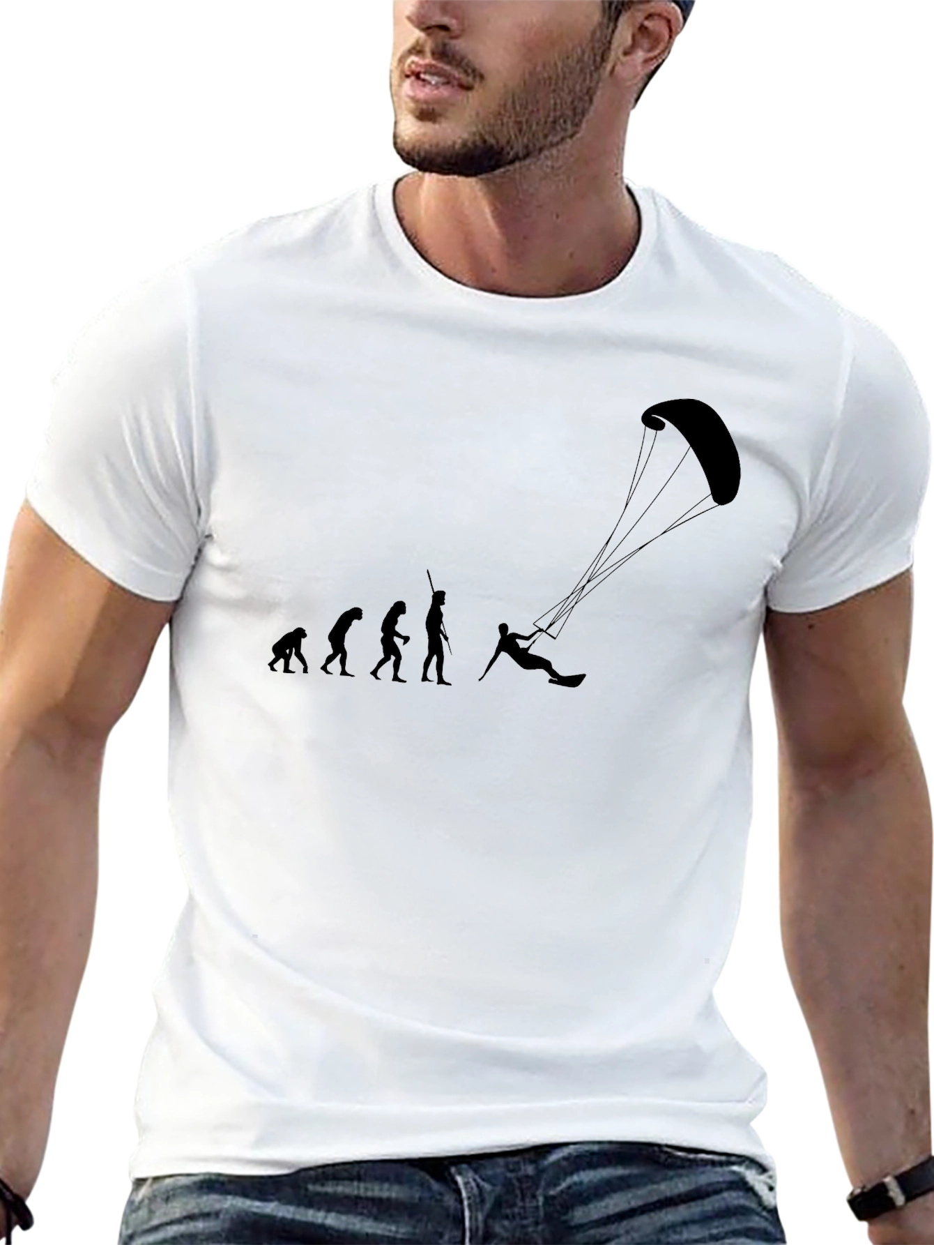 Evolution of Kitesurfing Black T-Shirt