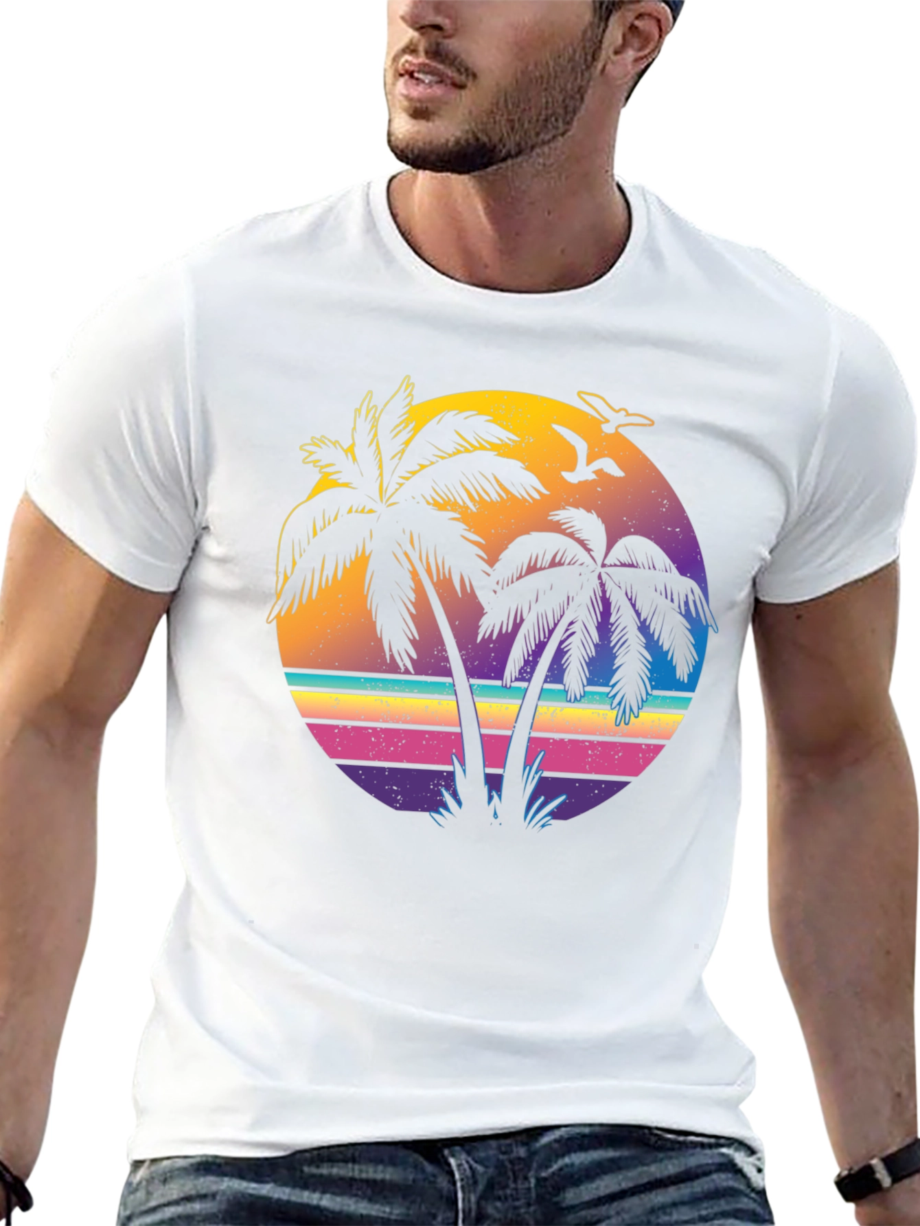 Retro Sunset Palm Tree T-Shirt