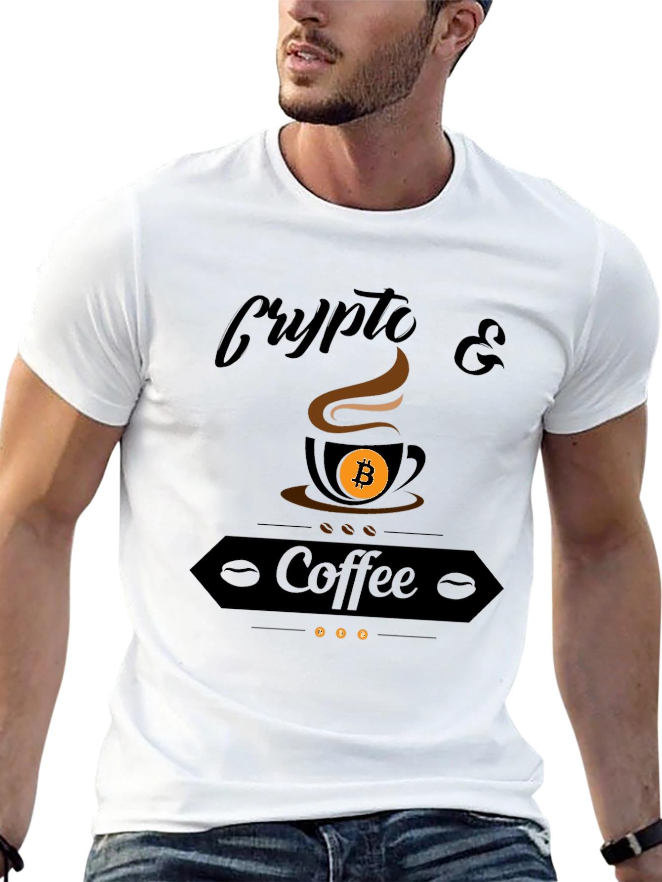 Crypto & Coffee Graphic T-Shirt - Bitcoin Lover Tee