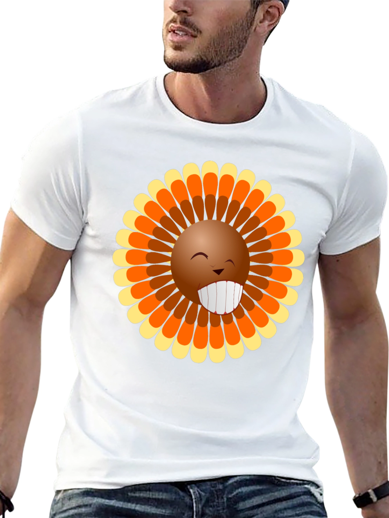 Fun Thanksgiving Turkey Face Graphic Tee