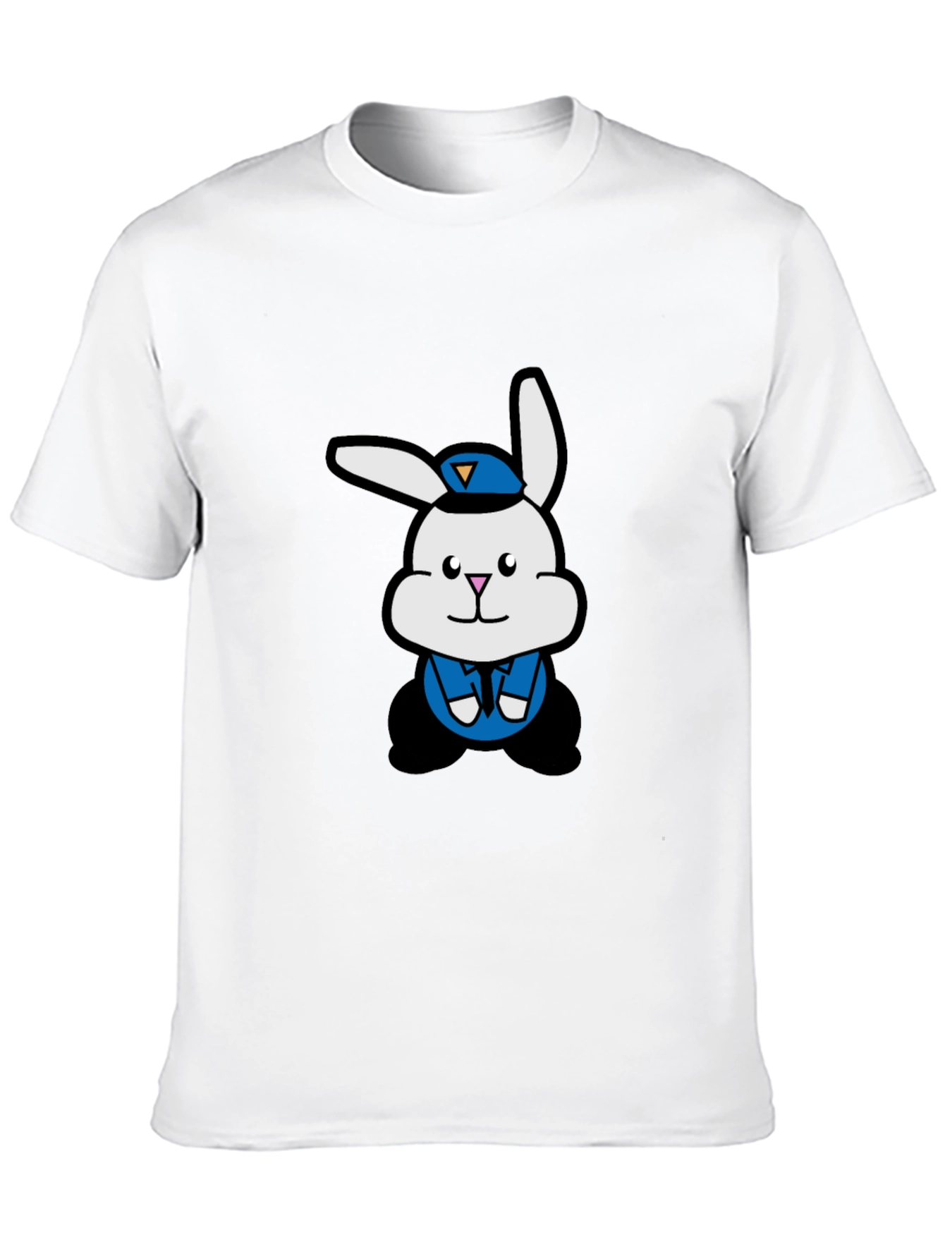 Cartoon Rabbit T-Shirt - Black Cotton Tee