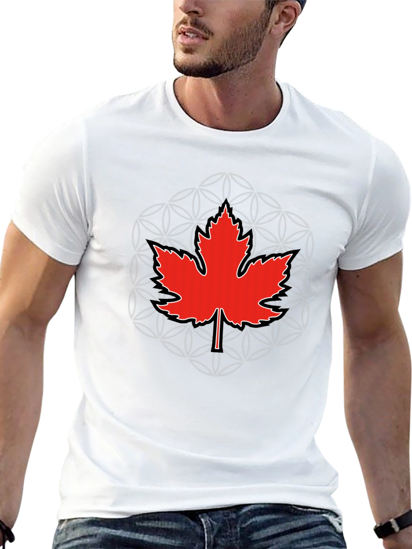 Canadian Maple Leaf T-Shirt - Geometric Design