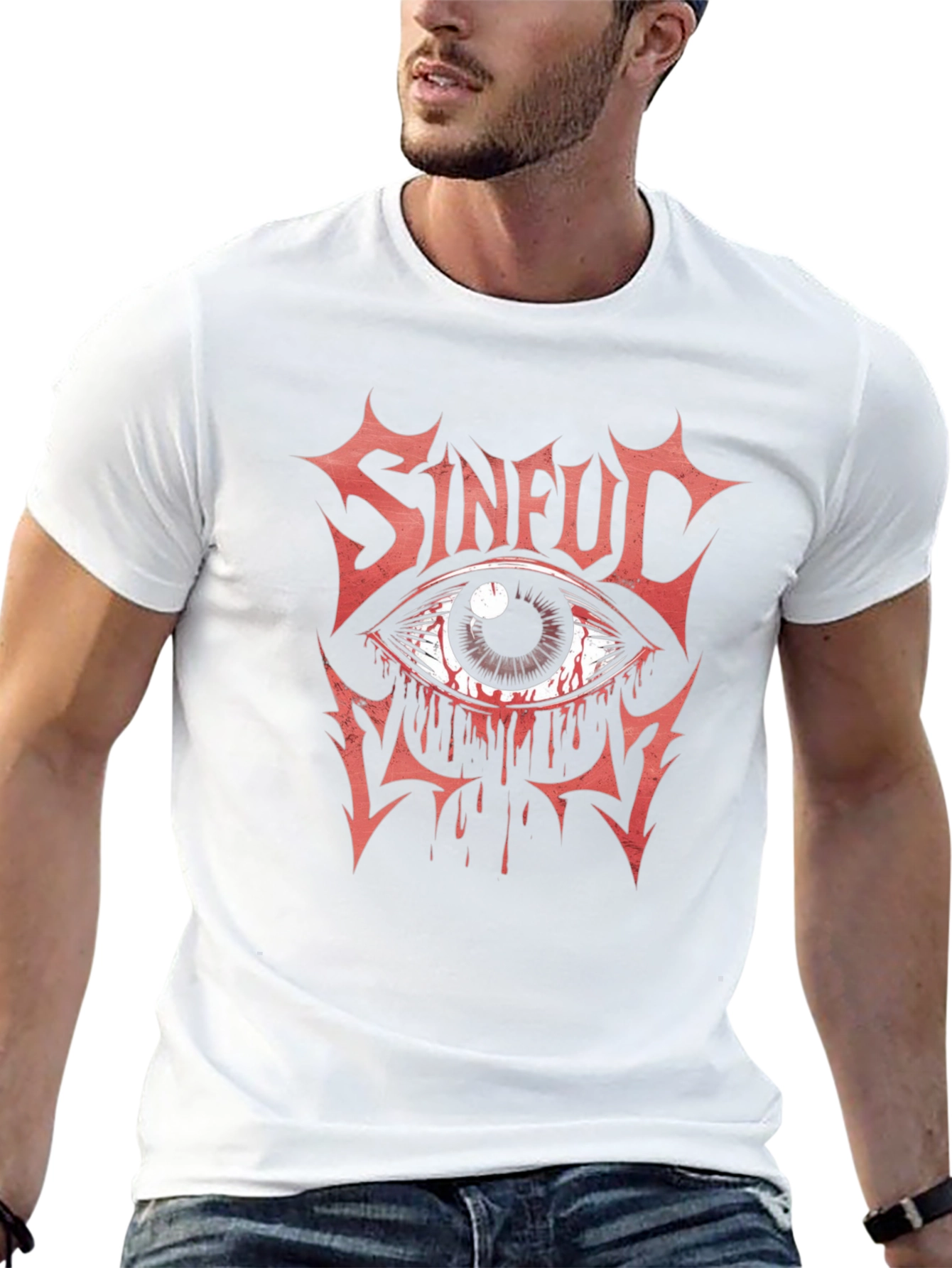 Sinful Eye Graphic Print T-Shirt - Black