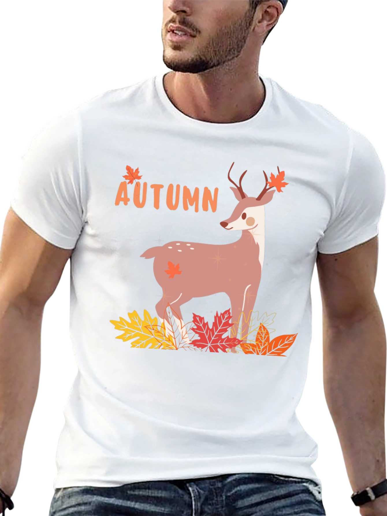 Autumn Deer Graphic Tee - Mens Black T-Shirt