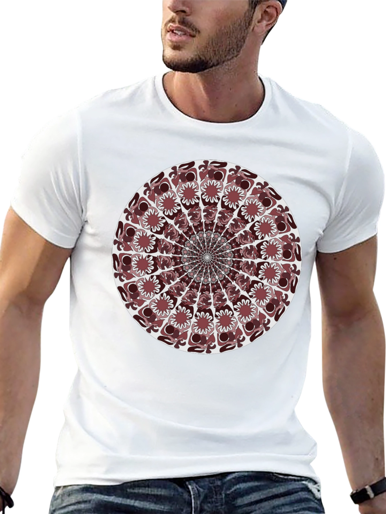 Abstract Mandala Graphic T-Shirt - Black