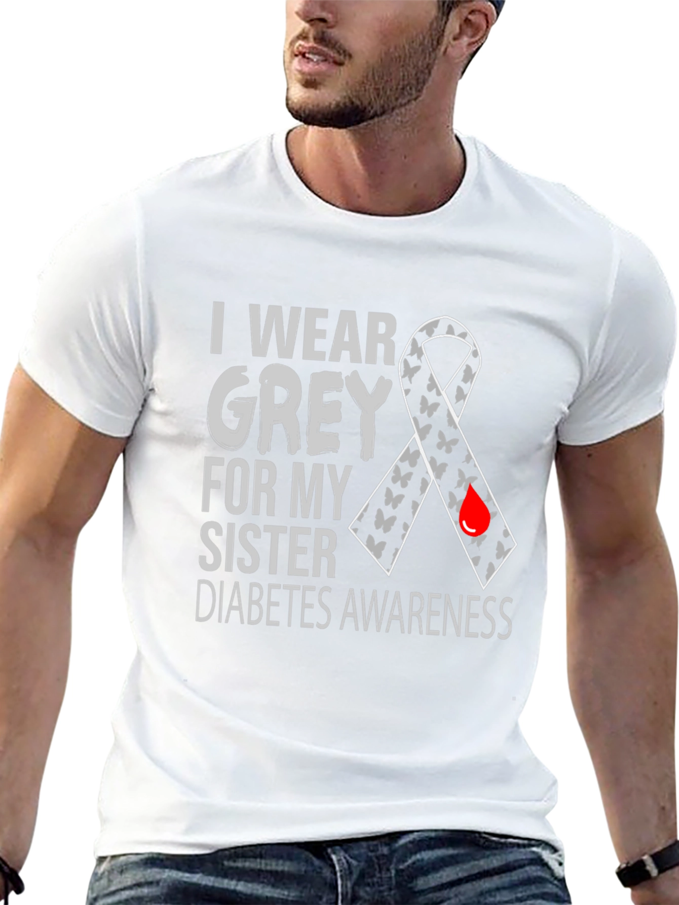 Grey Diabetes Awareness T-Shirt - Sister Support