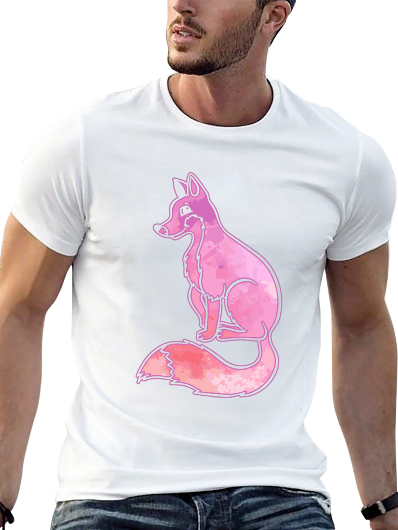 Pink Fox Graphic Tee - Trendy Animal Design T-Shirt