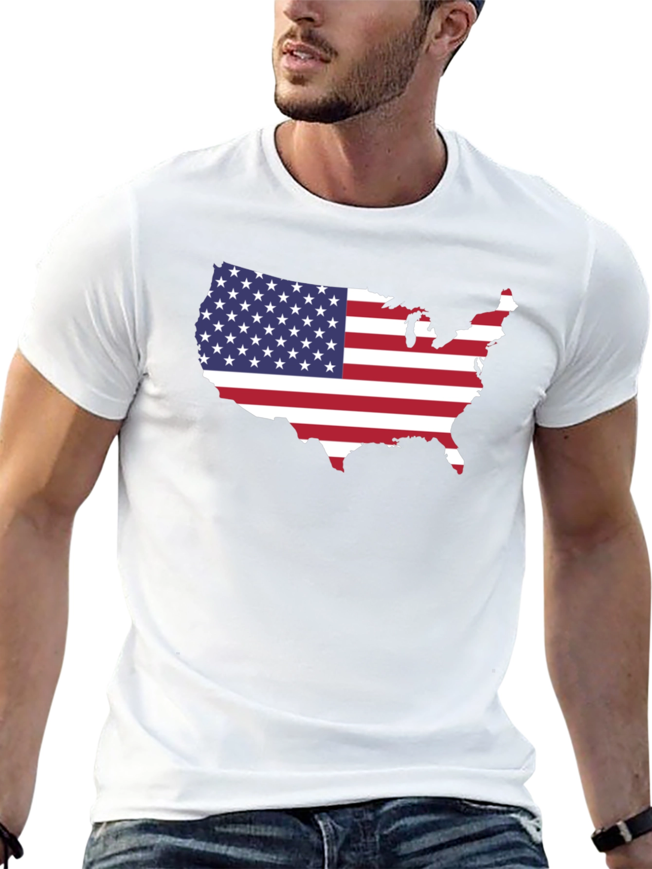 USA Flag Map Graphic Tee - Black