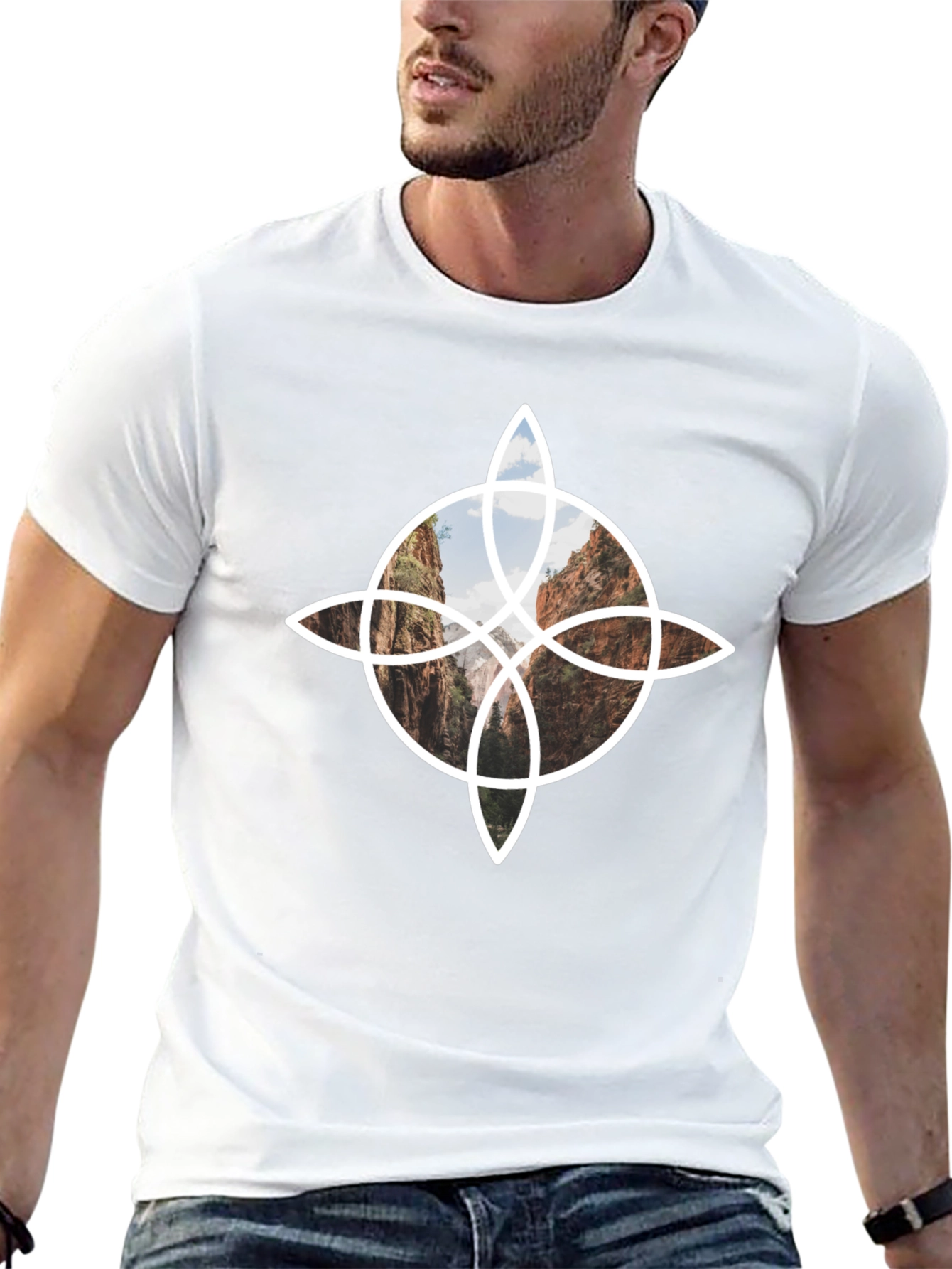 Geometric Landscape Tee - Black Cotton Blend