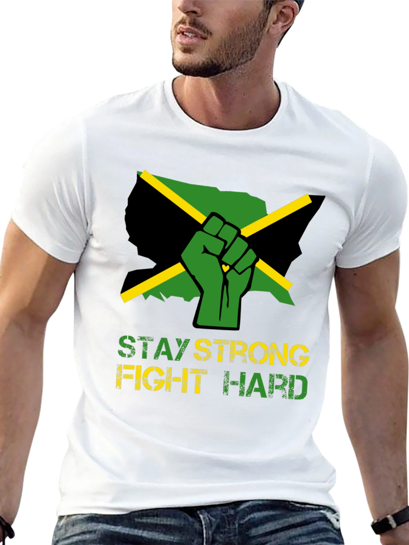 Stay Strong Fight Hard Jamaica Fist T-Shirt