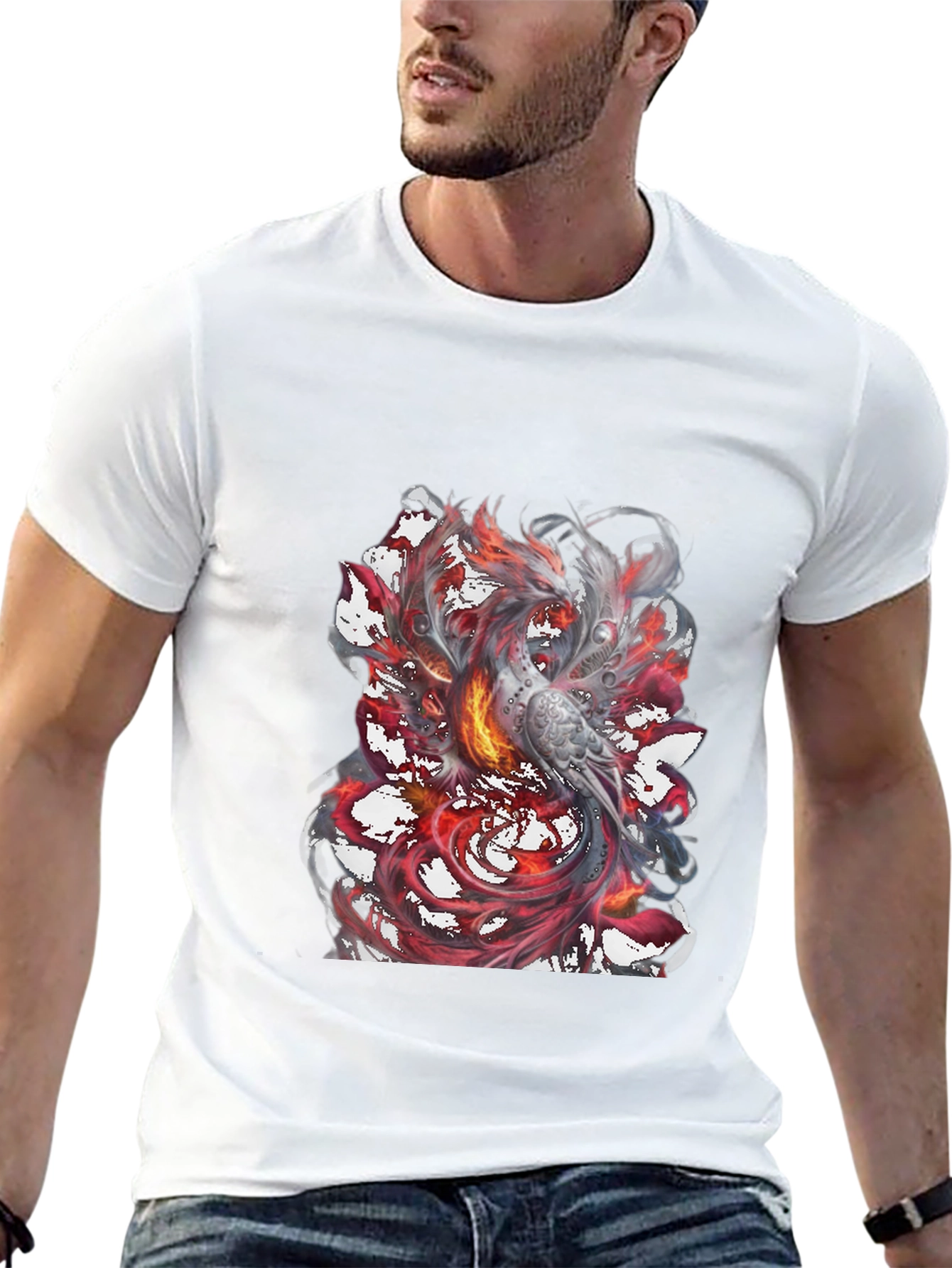 Phoenix Graphic Print Mens Black T-Shirt