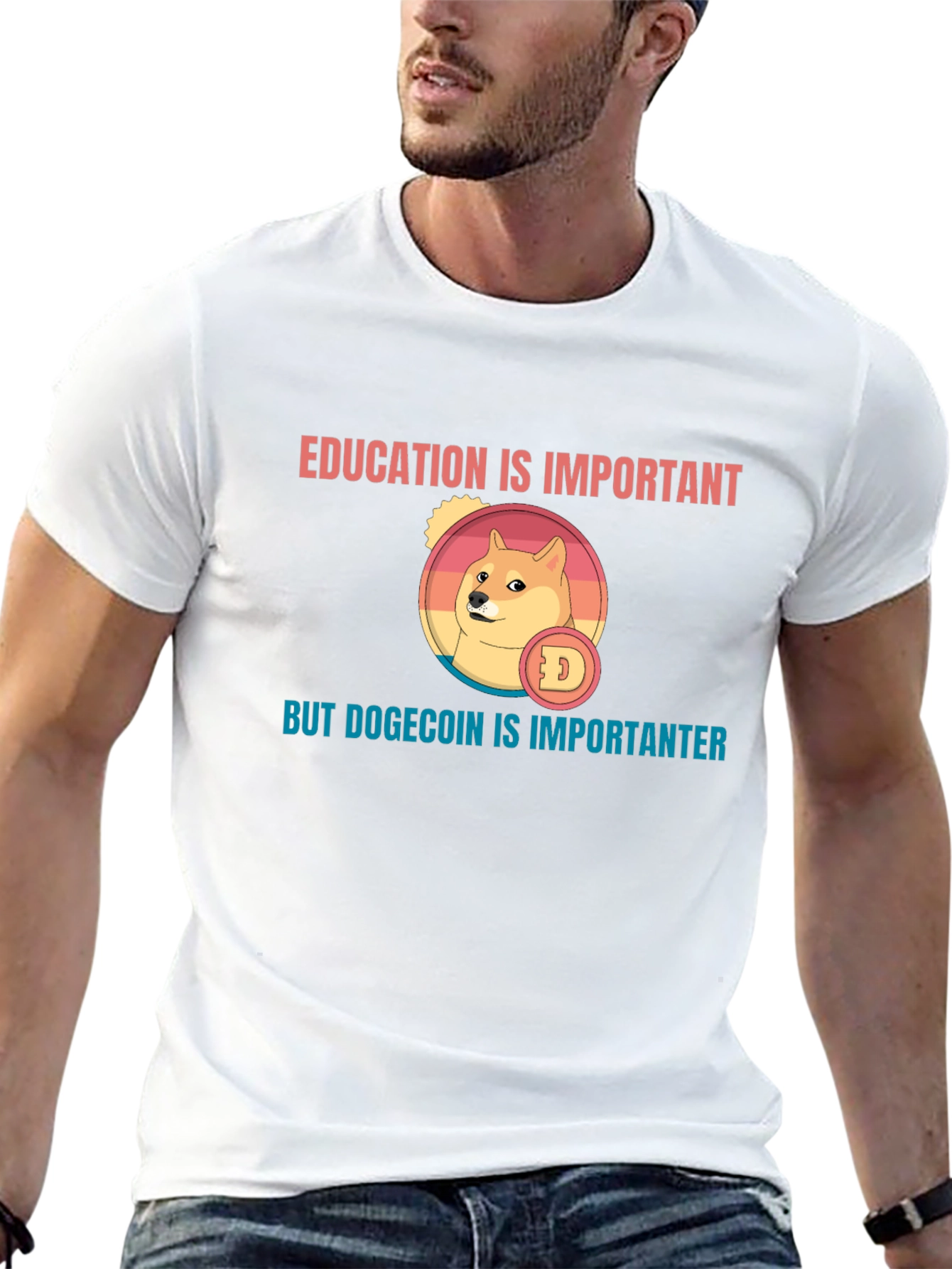 Education vs. Dogecoin T-Shirt