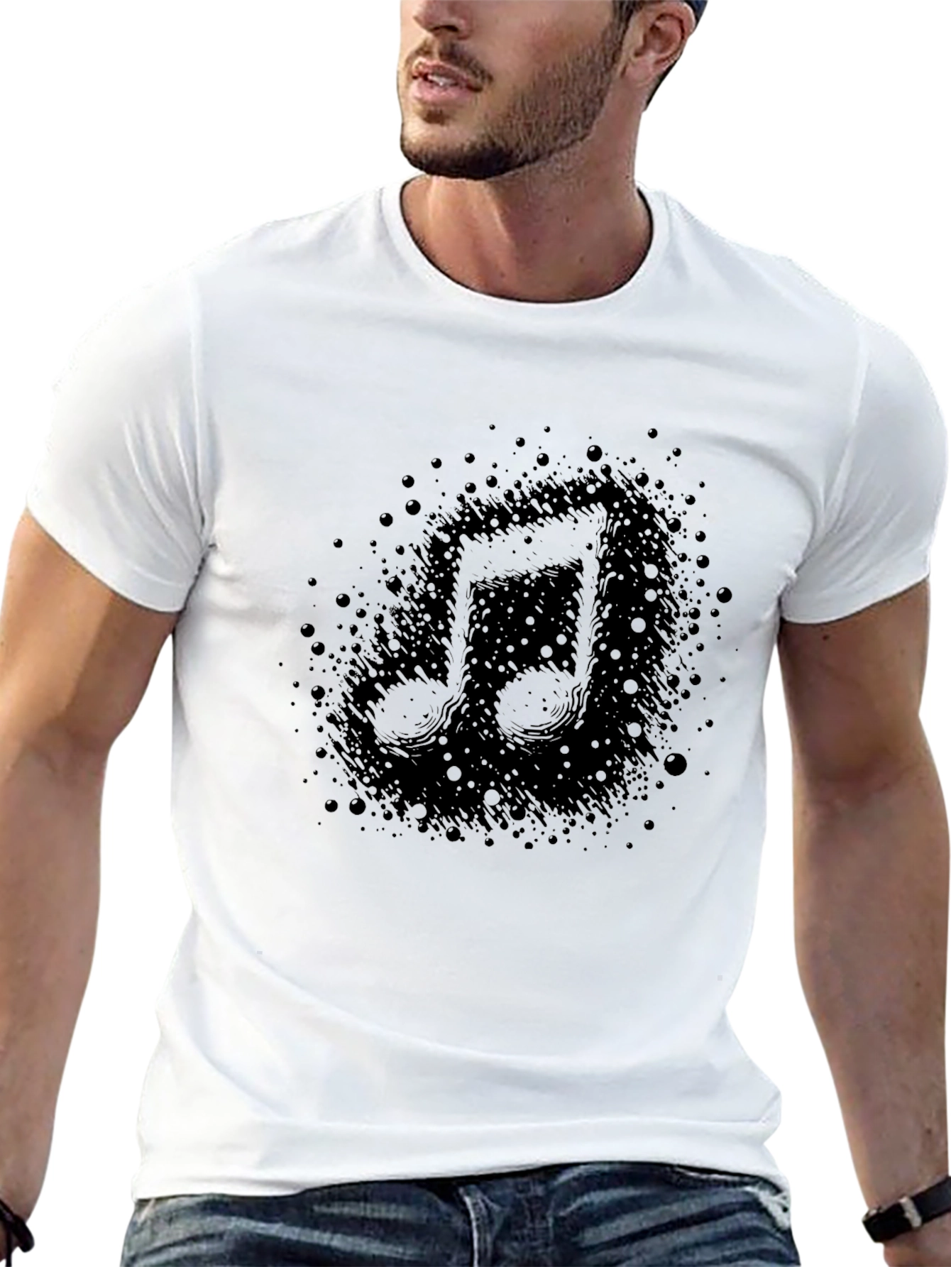 Black Music Note Graphic T-Shirt