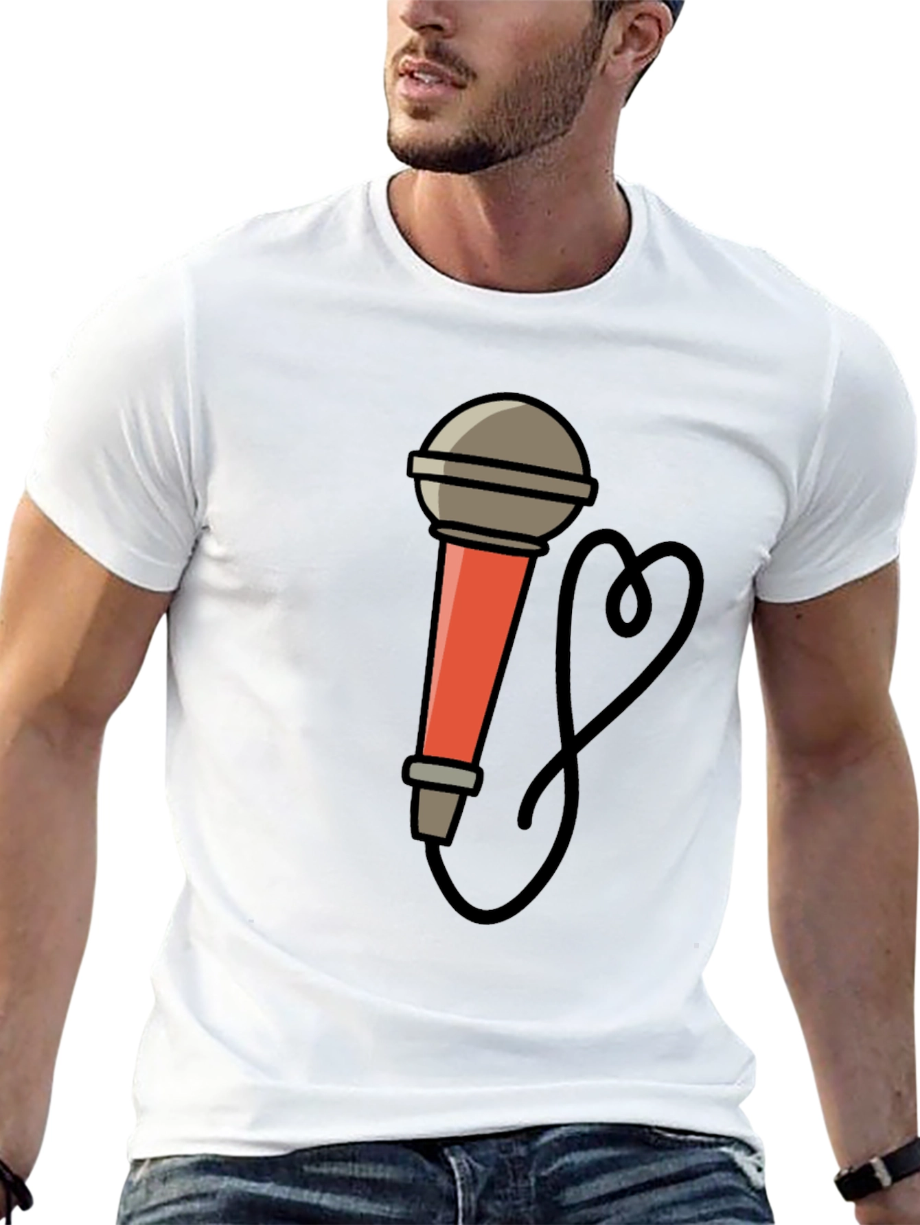 Mic Graphic Tee - Cool Cartoon Microphone Design
