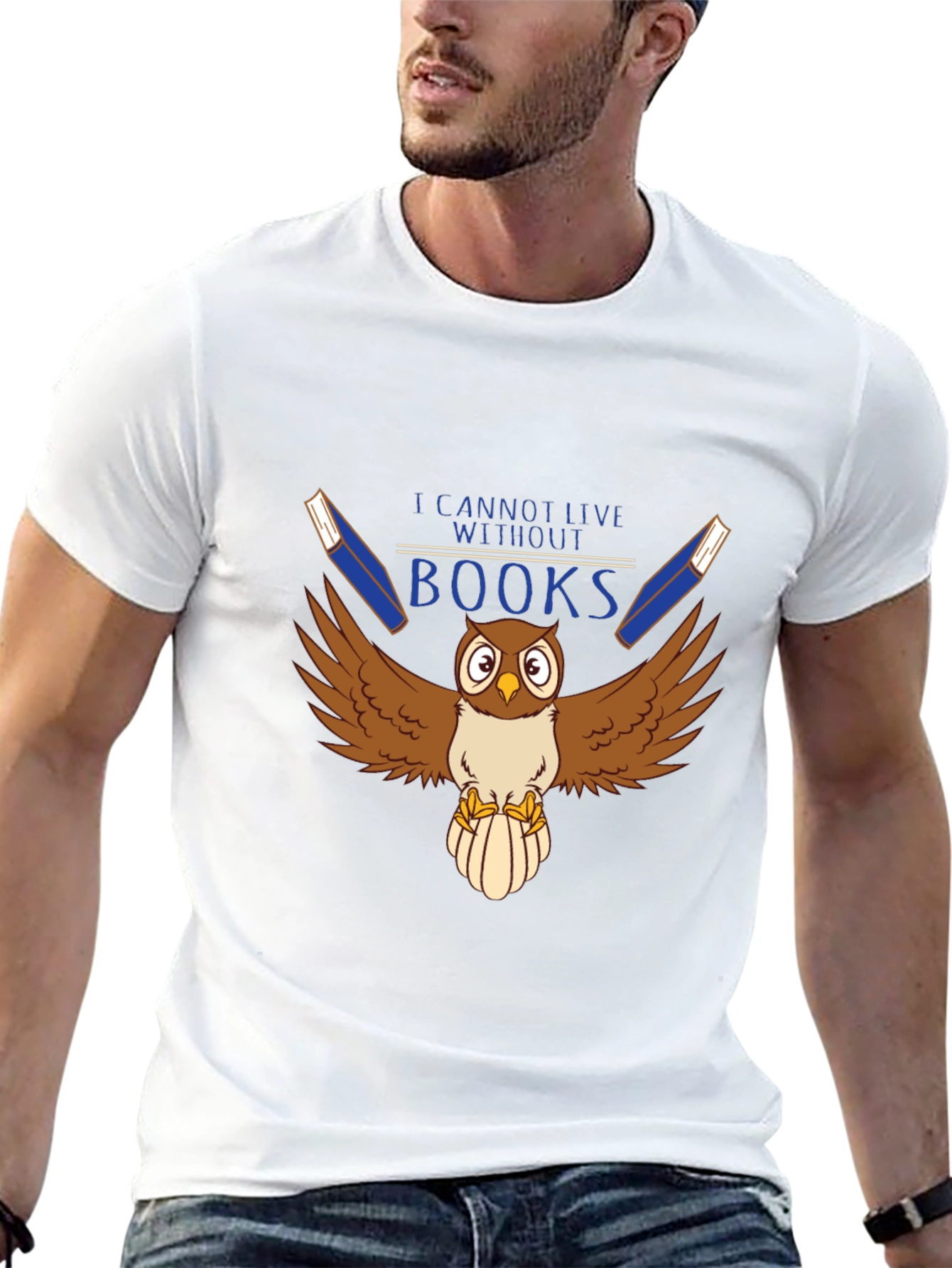 I Cannot Live Without Books Owl Graphic T-Shirt