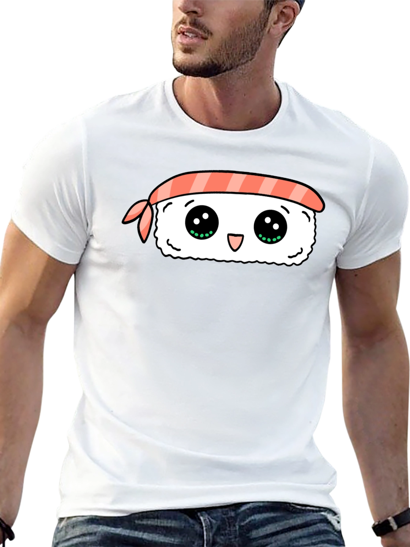 Kawaii Sushi Graphic Black T-Shirt