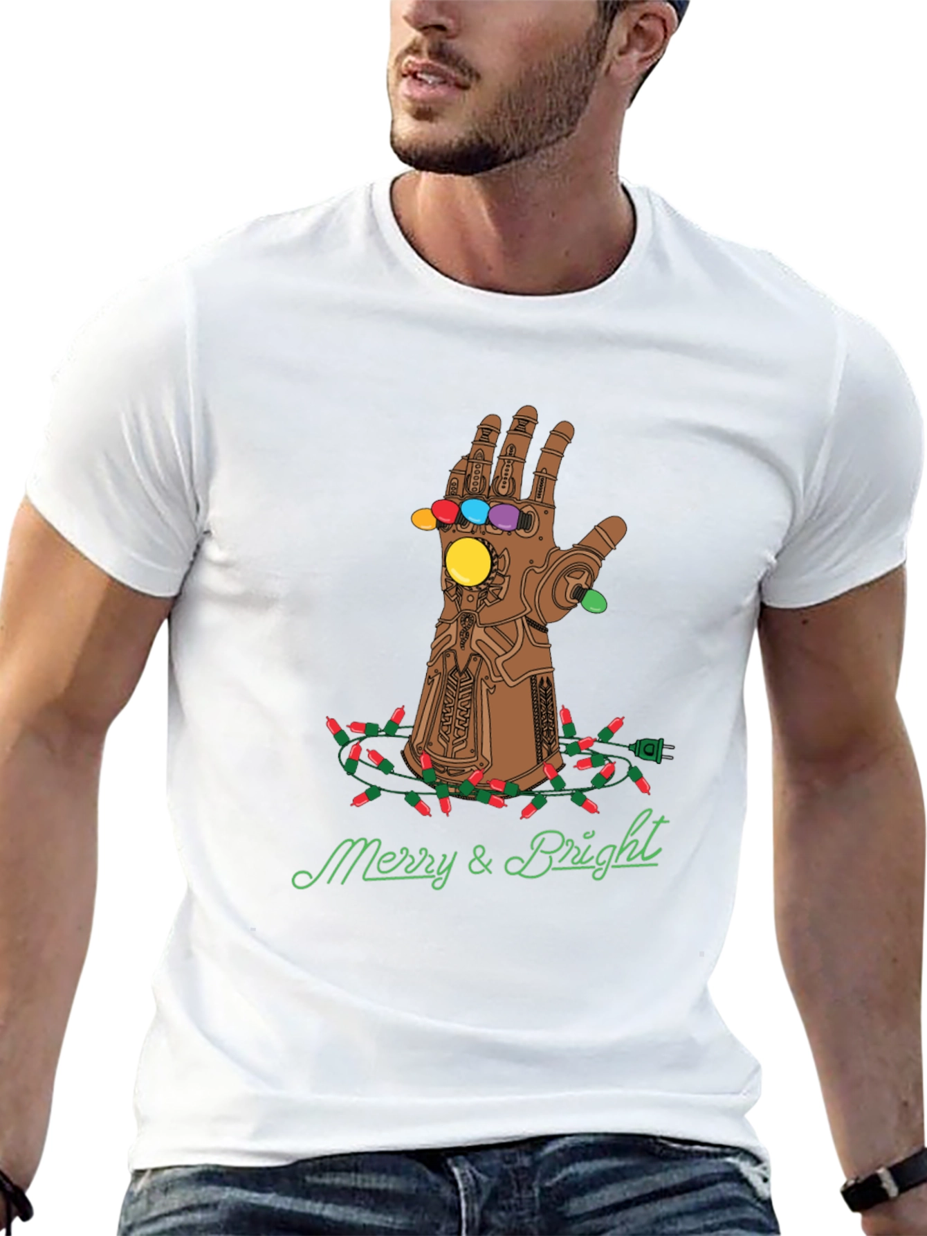 Merry & Bright Thanos Gauntlet Christmas T-Shirt