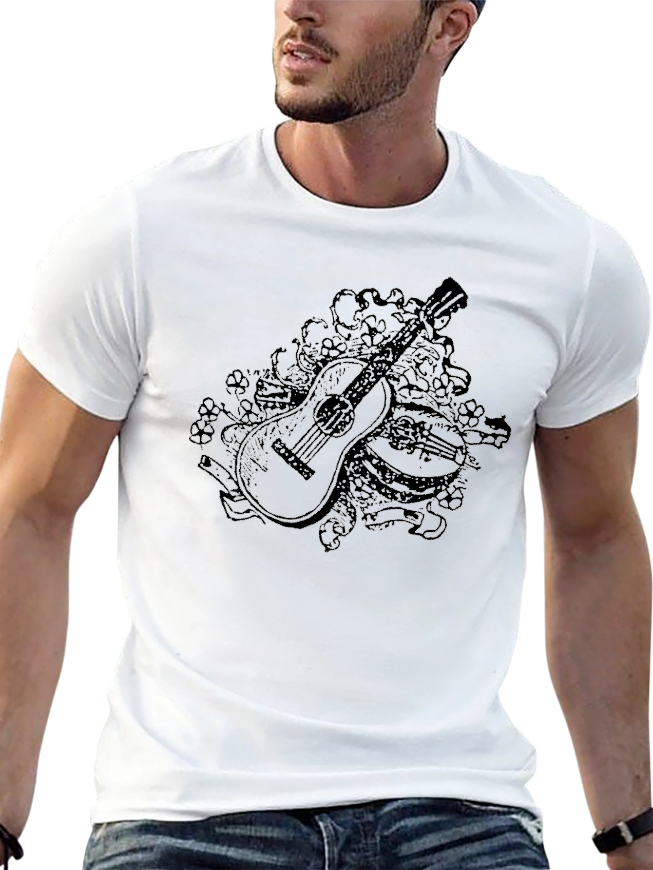Guitar Graphic Black T-Shirt