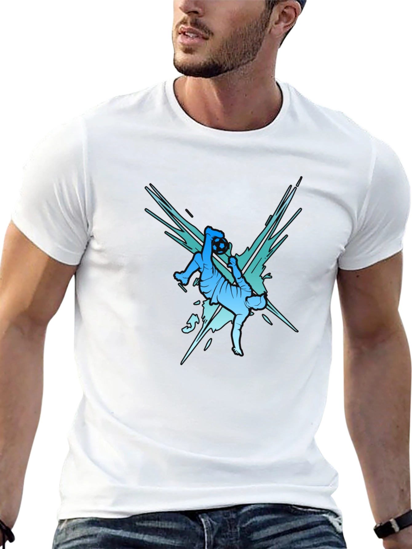 Soccer Kick Graphic Tee - Stylish Mens T-Shirt