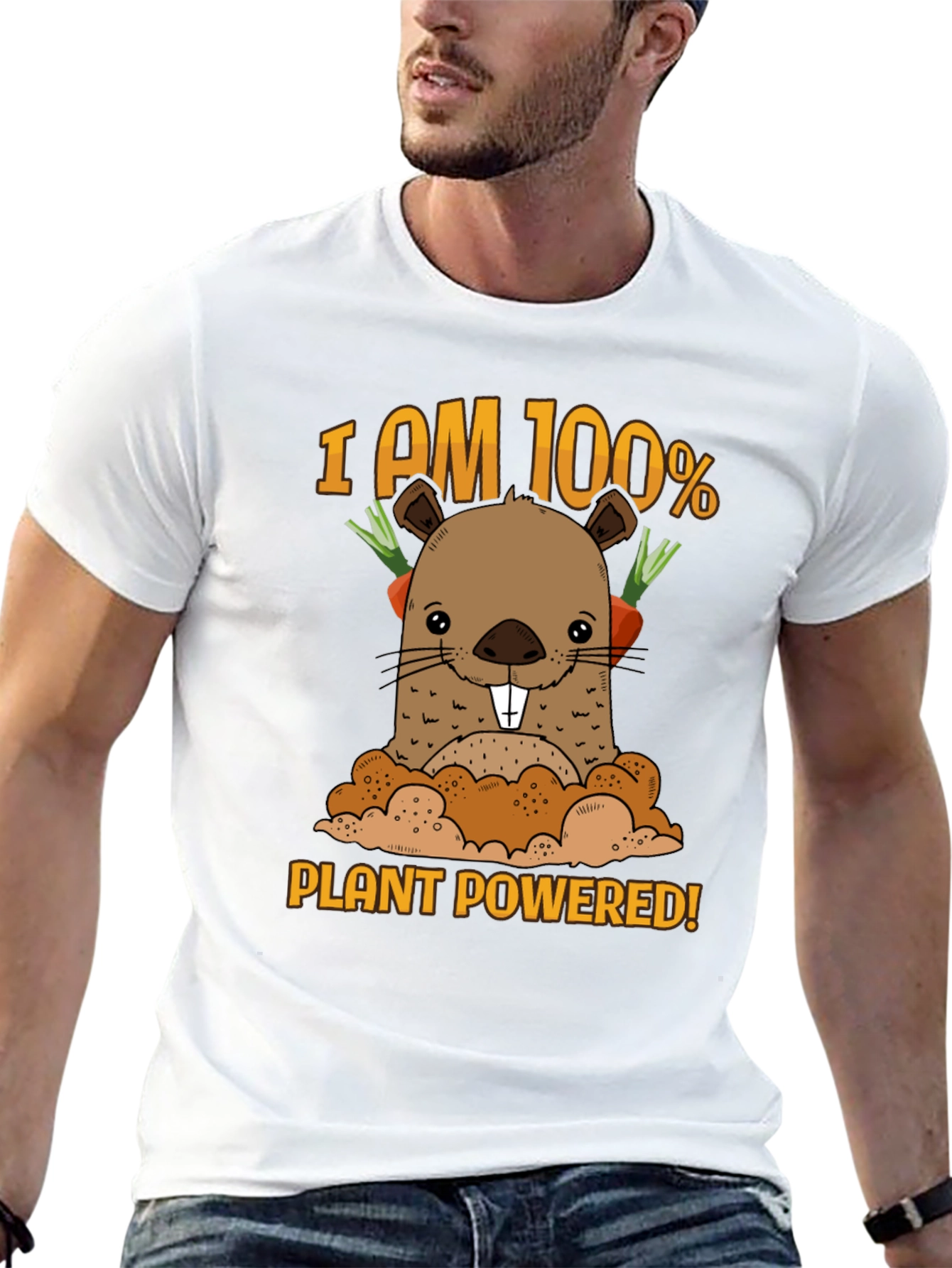 Plant Powered T-Shirt with Cute Mole Design