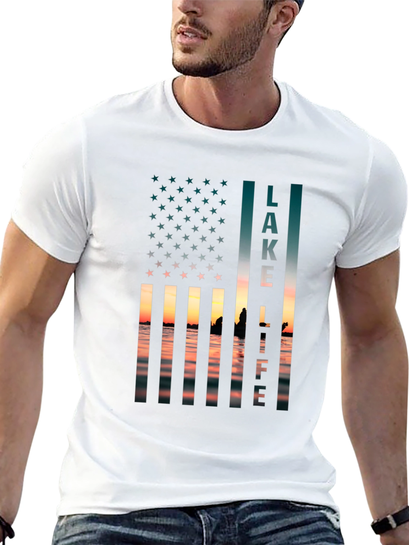 Lake Life USA Flag Graphic T-Shirt