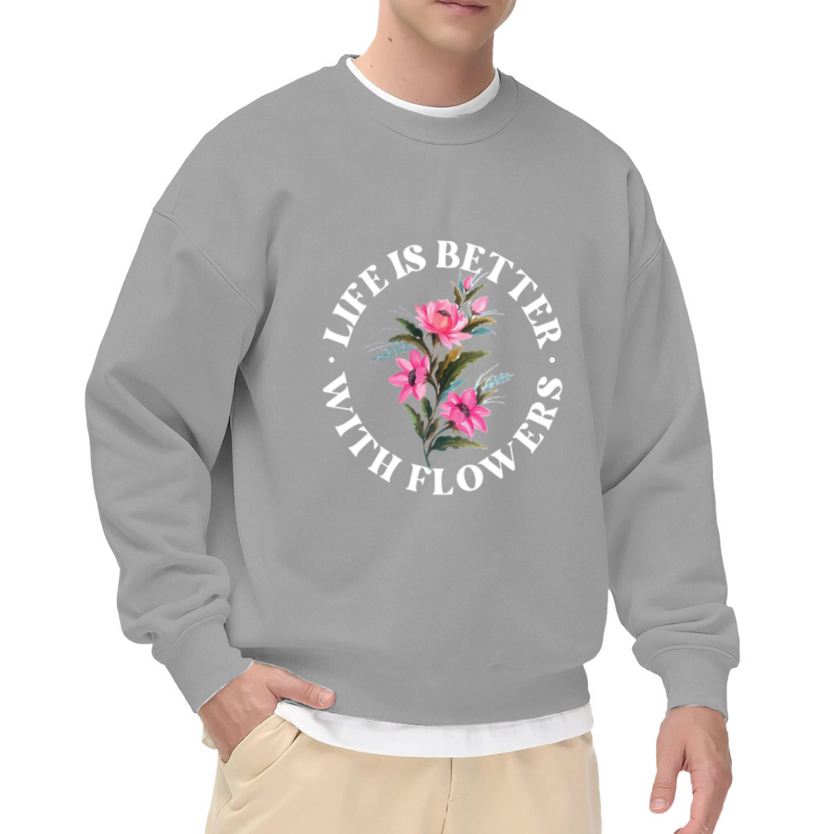 LIFE IS BETTER WITH FLOWERS - Floral Garden Graphic ԲÁìÎÀÒ | Unisex Pullover Sweatshirt