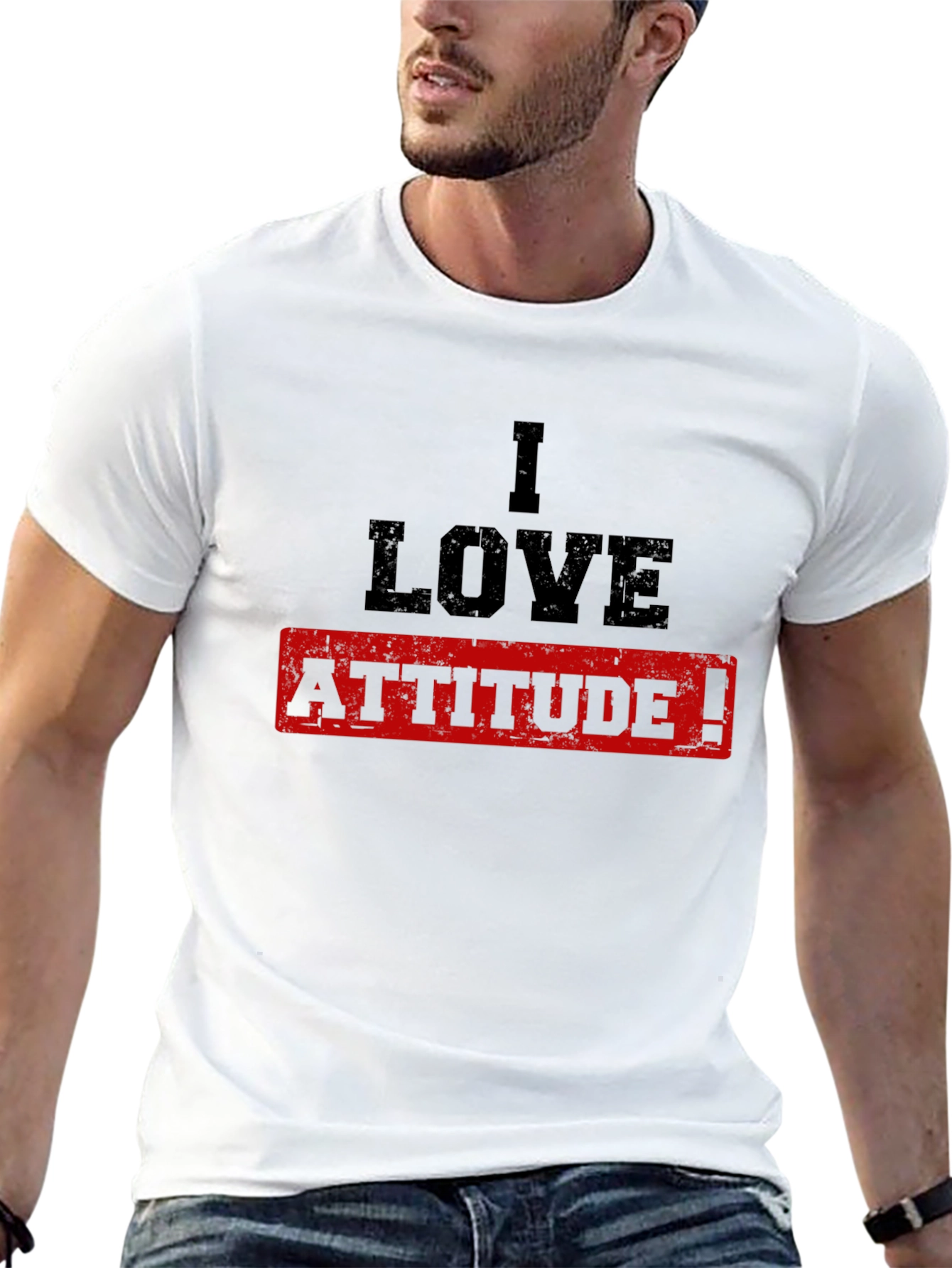 I Love Attitude T-Shirt - Black Cotton Tee