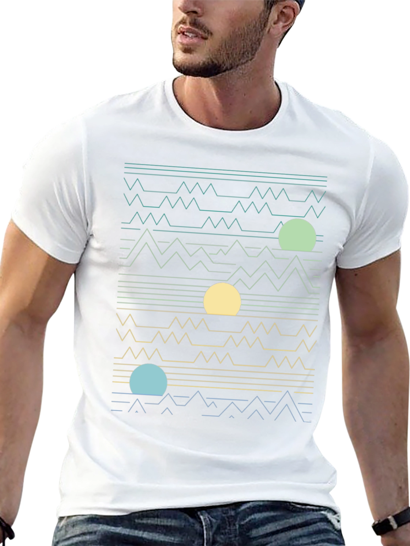 Abstract Landscape Graphic Tee - Stylish Mens Casual Wear