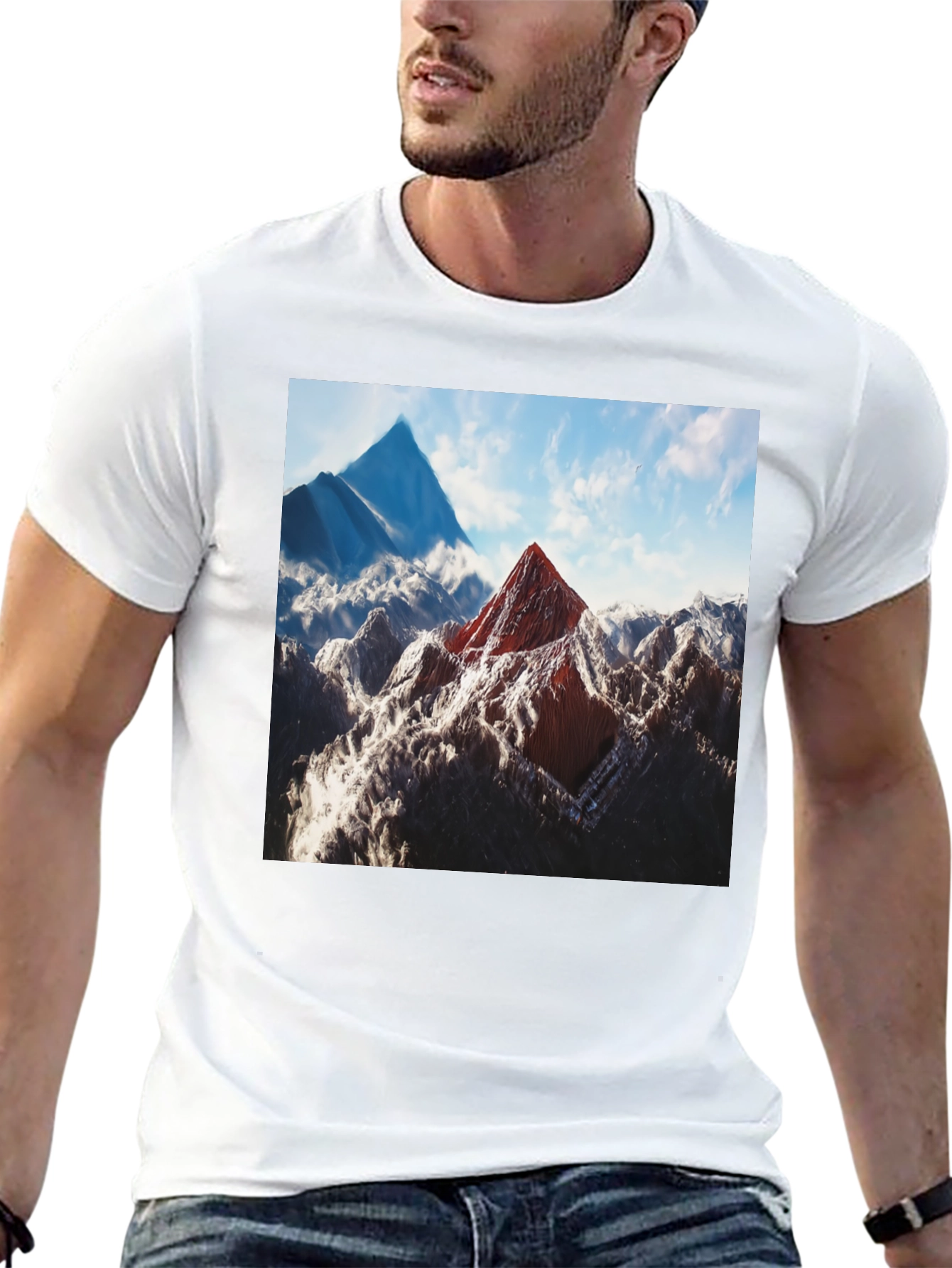 Mountain Peak Graphic Tee - Black Cotton Blend