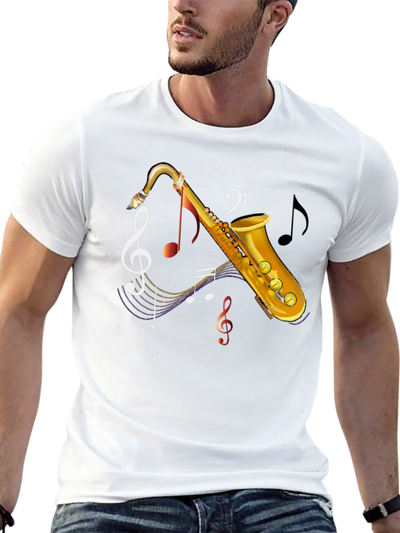 Saxophone Music Notes Graphic T-Shirt