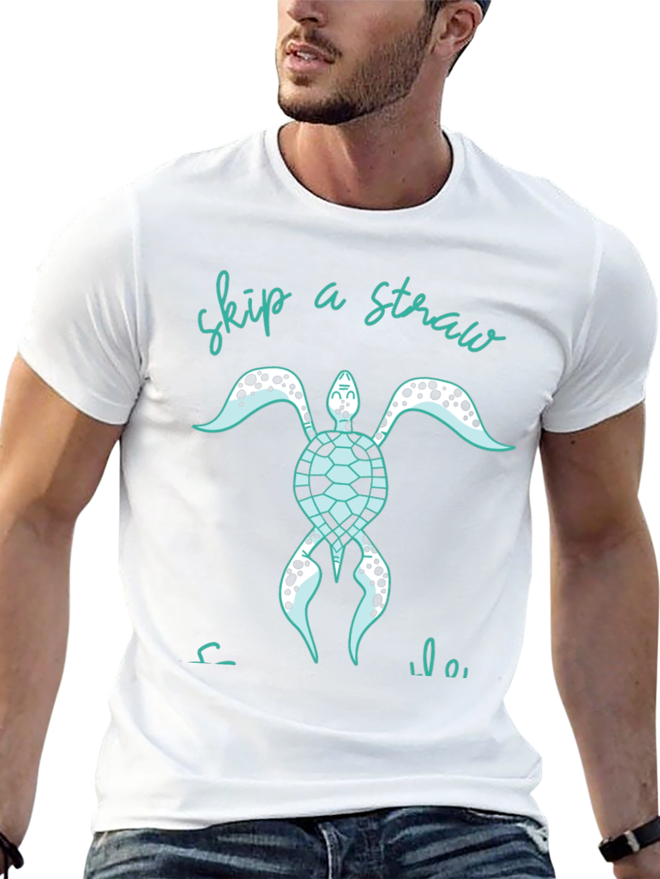 Skip A Straw Turtle Graphic Tee - Eco Friendly
