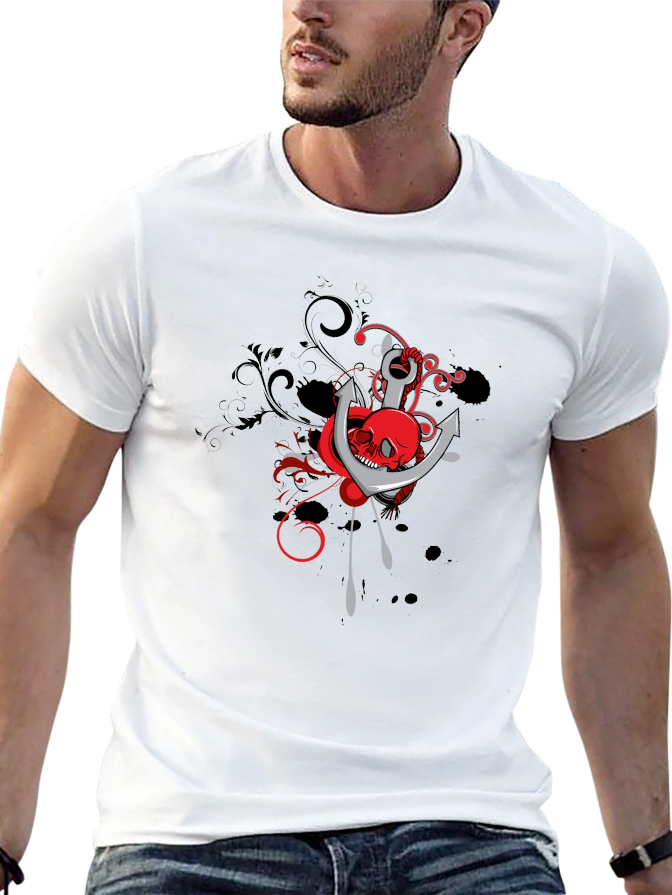 Skull & Anchor Graphic Tee - Black