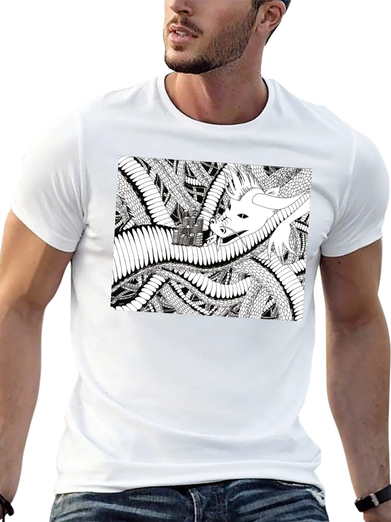 Dragon Castle Graphic Tee - Black Cotton T-Shirt