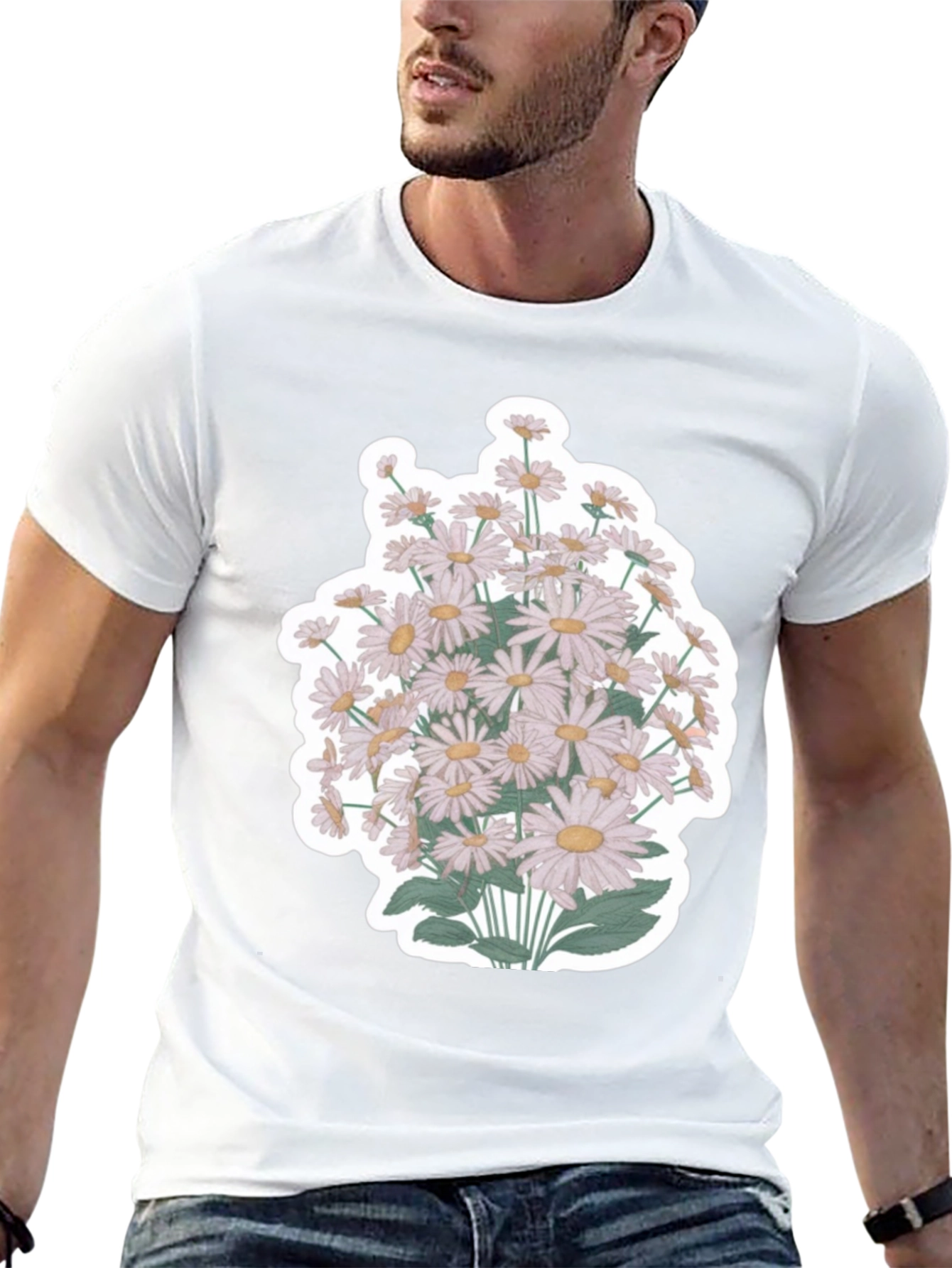 Daisy Flower Graphic T-Shirt - Mens Black Tee