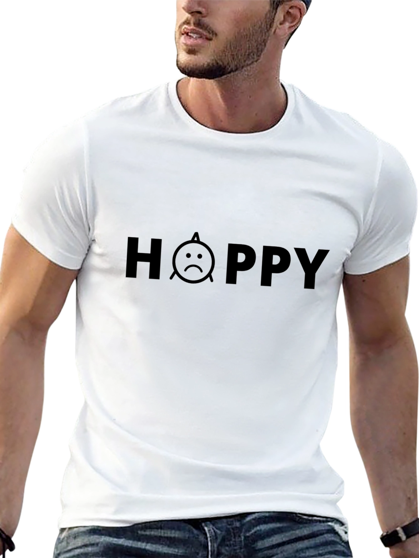 Hoppy Sad Face Graphic Tee - Mens Black T-Shirt