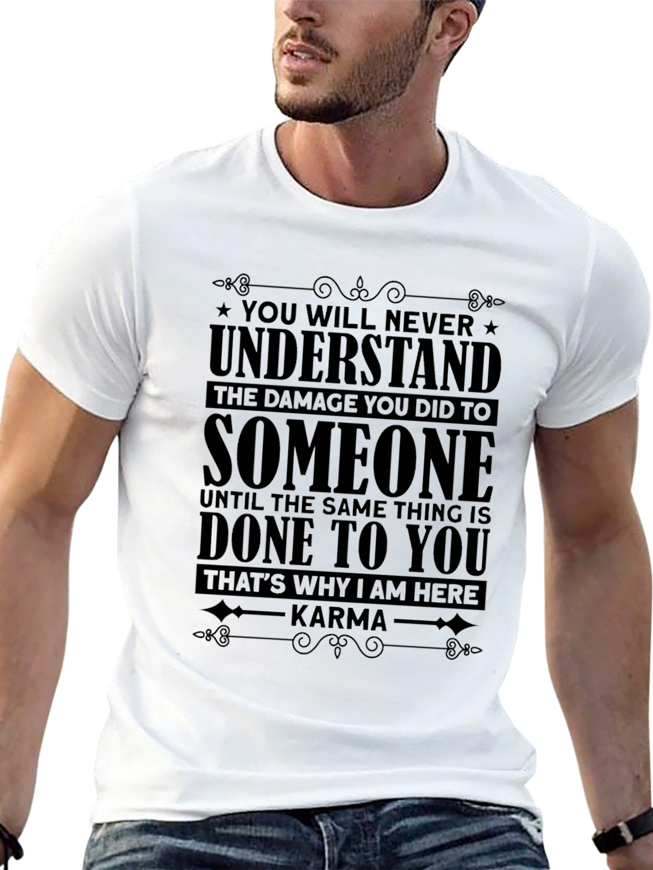 Karma Graphic Print T-Shirt