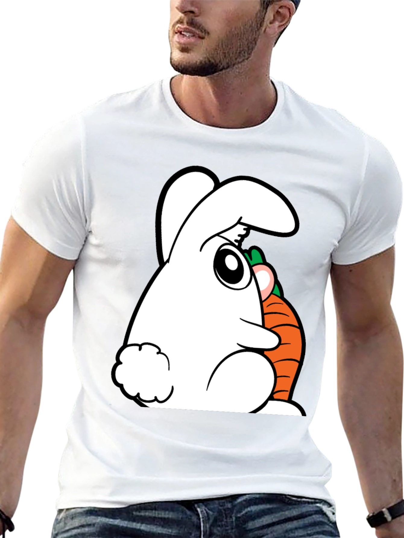 Rabbit and Carrot Graphic Tee - Black Cotton Blend