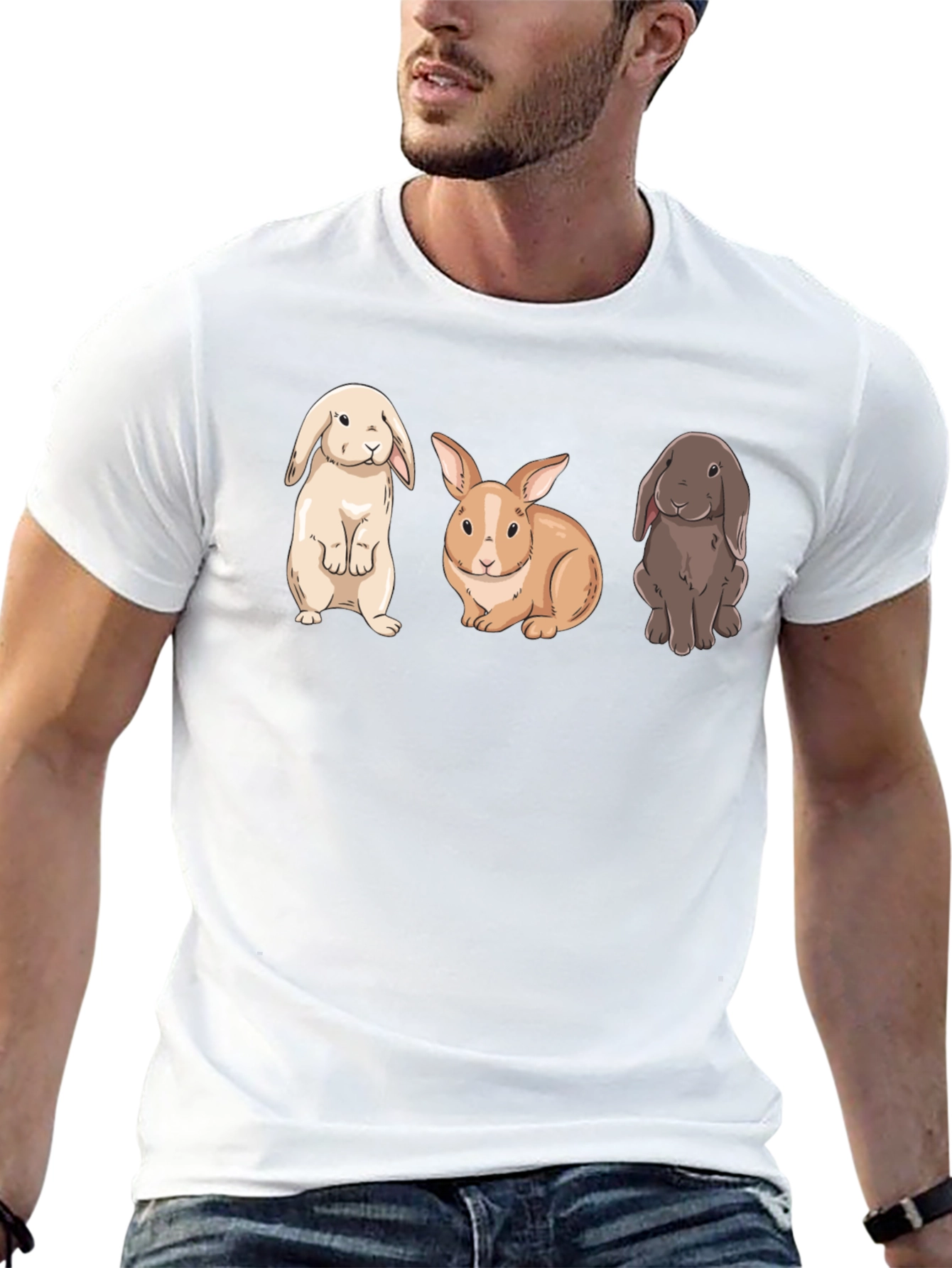 Cute Bunny T-Shirt - Three Rabbits Graphic Tee