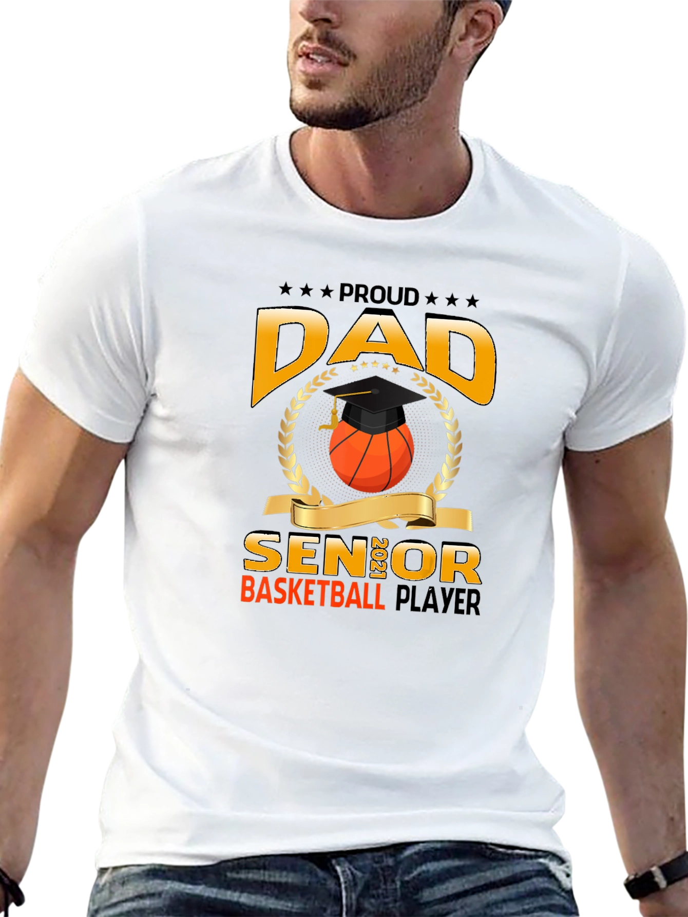 Proud Dad Senior Basketball Player Graphic T-Shirt