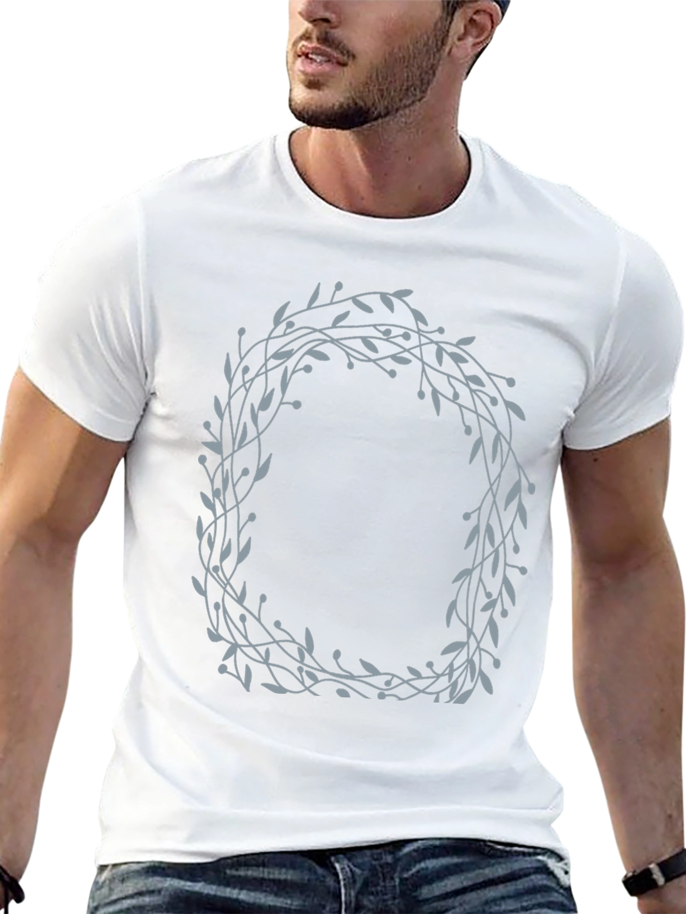 Botanical Wreath Graphic T-Shirt - Black