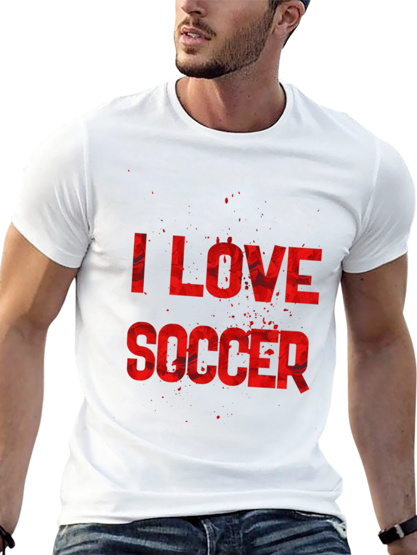 I Love Soccer Graphic Tee - Black Cotton T-Shirt