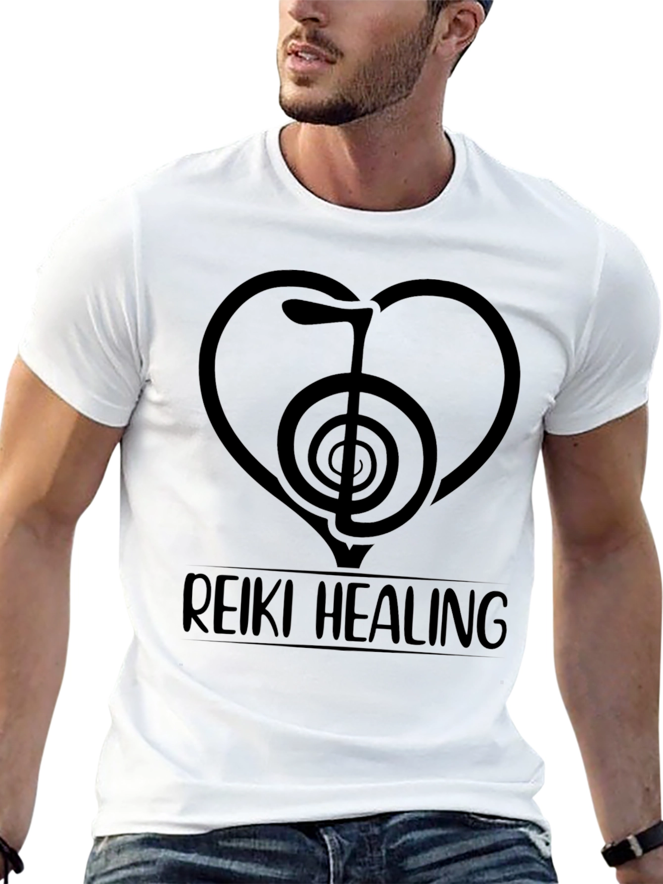 Reiki Healing Heart Symbol Black T-Shirt