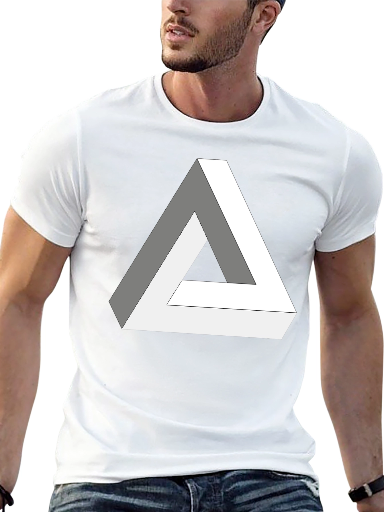 Impossible Triangle Black T-Shirt - Optical Illusion Design